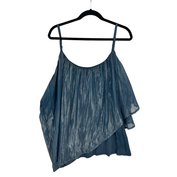Women's Lane Bryant Camisole Top Metallic Blue 26/28 Girly Flowy‎ - Picture 8 of 8